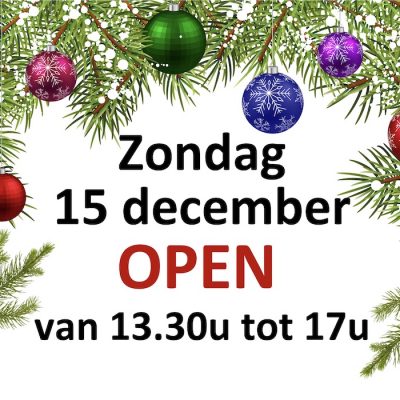 Op zondag 15 december 2024 zal de winkel geopend zijn